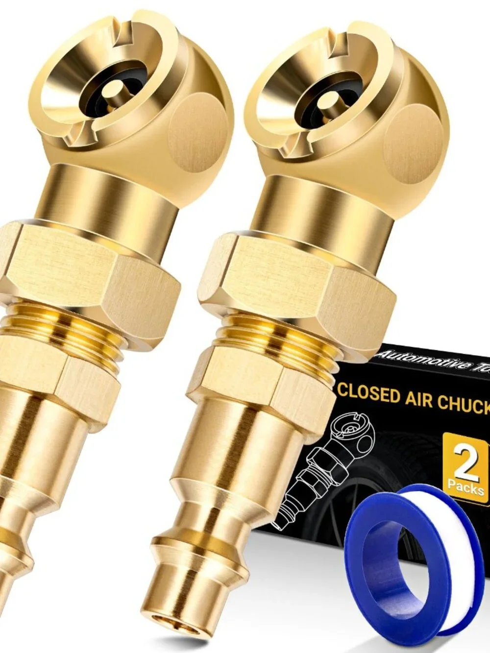 SARDVISA 2-Packs Portable Air Chucks, Solid Metal Closed Ball Air Chuck with 1/4